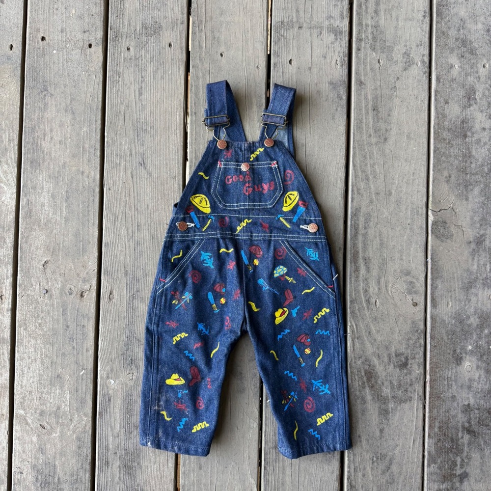 Round House Good Guys Denim Overalls Kids Vintage Made in USA Chucky Cosplay